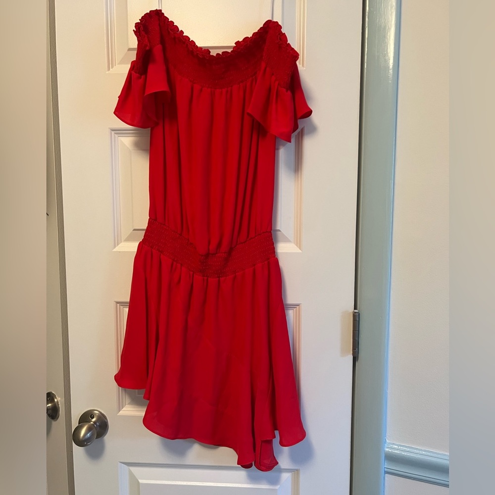 Amanda Uprichard Red Off the Shoulder Dress